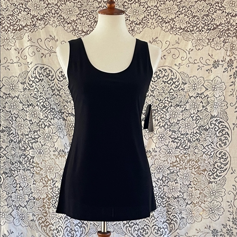 Clara Sun Woo Black Tank Top Scoop neck Midi hip length